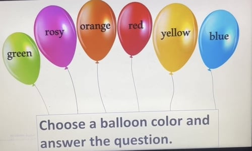 لعبة البالونات بالإنجليزي