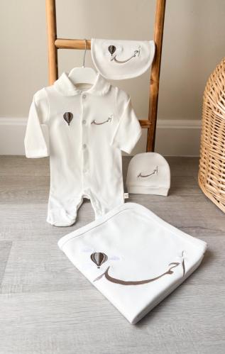 طقم مواليد قطن تركي برقبه