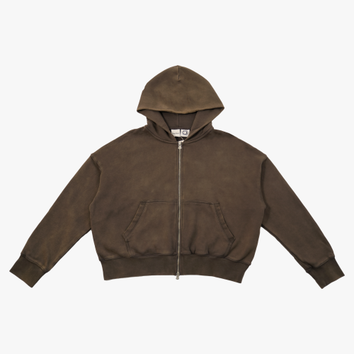 Washed Brown zip-up Jacket