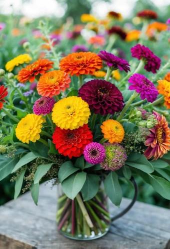 بذور خليط زينيا الداليا الملونة - Colorful Zinnia...