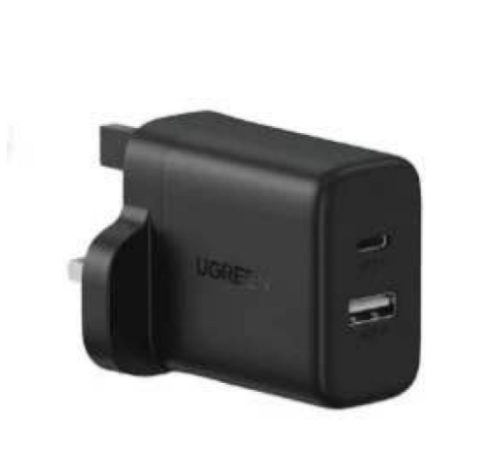 يوجرين شاحن جداري بتقنية بمنفذ USB ومنفذ USB-C بقو...