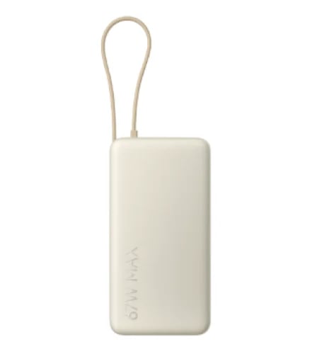 شاحن متنقل شاومي مع سلك مدمج بمنفذ USB-C ومنفذ USB...