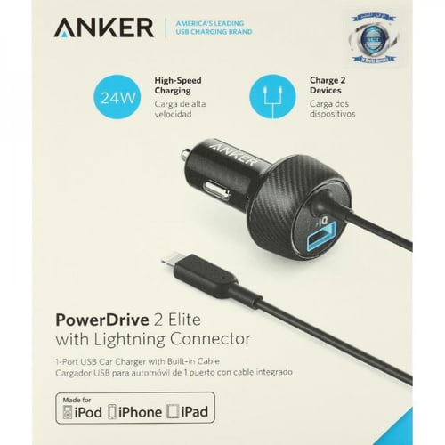 شاحن سيارة انكر يو اس بي مع كابل لايتنينغ ‎شحن سري...