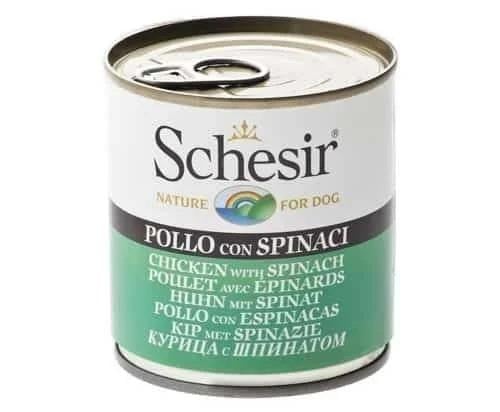 شيزر معلبات دجاج بالسبانخ للكلاب 285 جرام