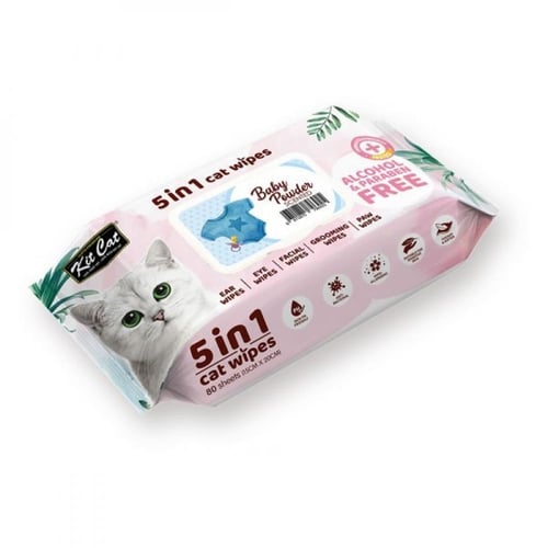 كيت كات 5 في 1 مناديل مبللة للقطط (بودرة أطفال)