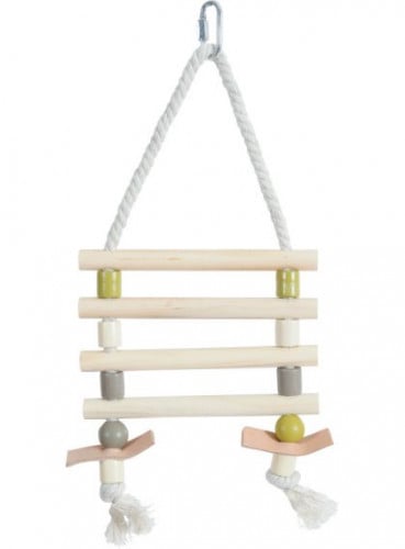 زولكس سلم خشبي لون ابيض للطيور