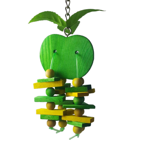 لعبة تعليق للطيور على شكل تفاحة خضراء