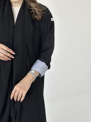 عباية كتان مع أسواره كريب سماوي