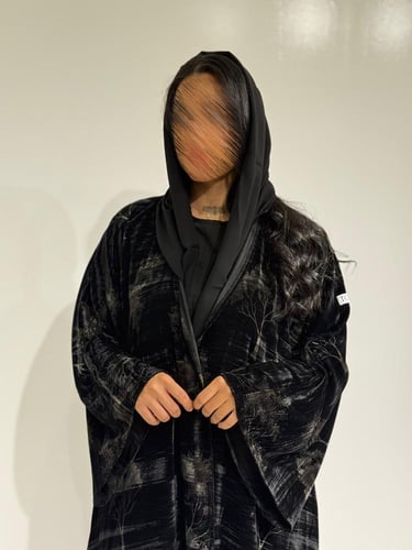 مخمل اسود مشجر مطبوع