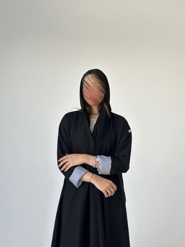 عباية كتان مع أسواره كريب سماوي