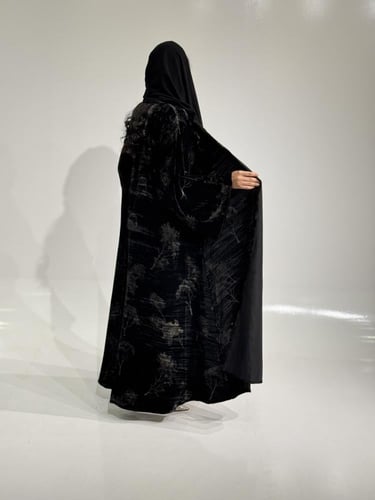 مخمل اسود مشجر مطبوع