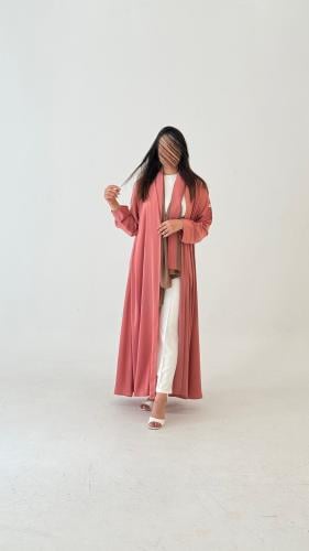 عباية تيك توك وردي أكمام ضيقه