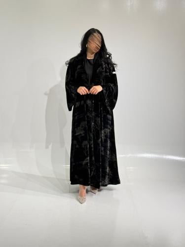 مخمل اسود مشجر مطبوع