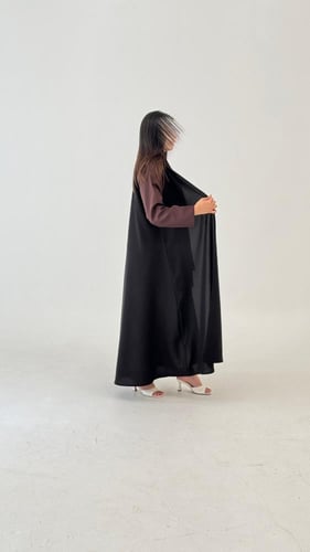 عباية كتان مع أكمام كتان بني