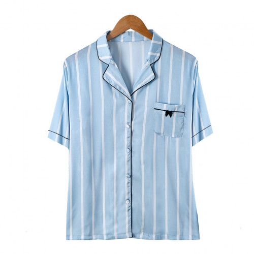 بجامة نساء زرقاء بخطوط بيضاء انيقة خفيفه وباردة