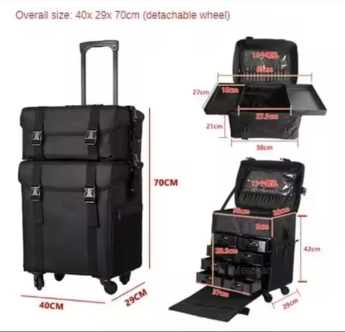 شنطة مكياج طابقين مقسمة كبير