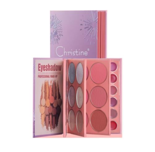 دفتر باليت كرستين 4 في 1 ظلال العيون+ اضاءة + احمر...