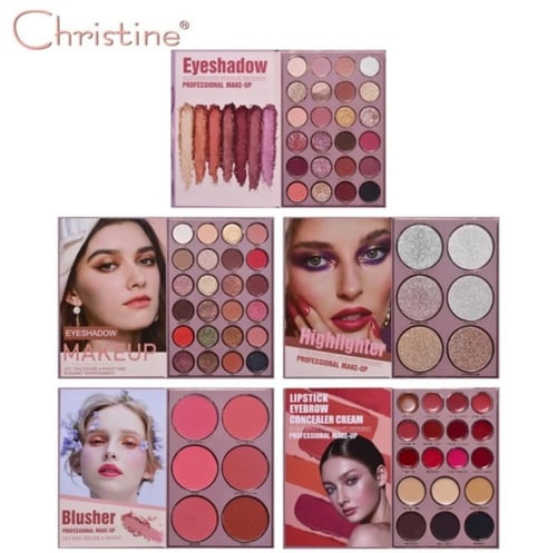 دفتر باليت كرستين 5 في 1 اظلال العيون + اضاءة + اح...