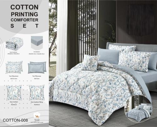 مفرش قطن صيفي كوين 4 قطع حشوة ثابتة COTTON-009