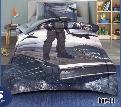 مفرش اطفال صيفي كوين 4 قطع حشوة ثابتة BOY-11