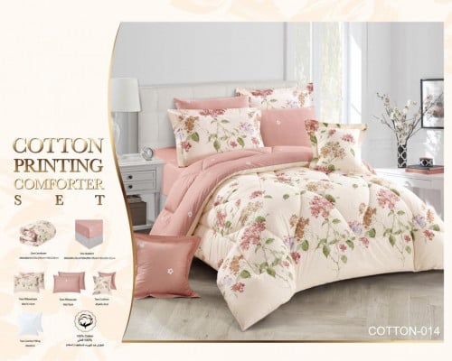 مفرش قطن صيفي كوين 4 قطع حشوة ثابتة COTTON-016