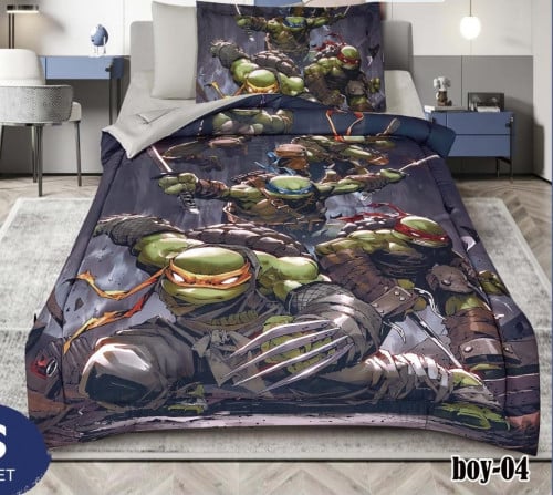 مفرش اطفال صيفي كوين 4 قطع حشوة ثابتة BOY-11