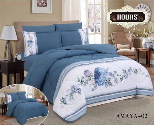 طقم مفرش صيفي نفرونص 4 قطع حشوة ثابتة AMAYA-02