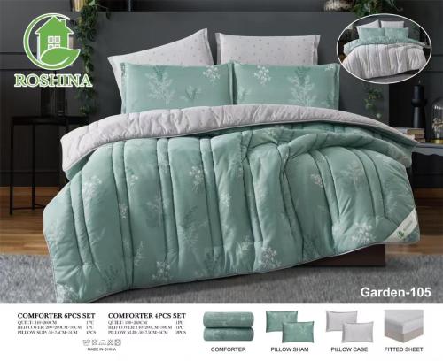 طقم مفرش صيفي 4 قطع كوين حشوة ثابتة 108-GARDEN