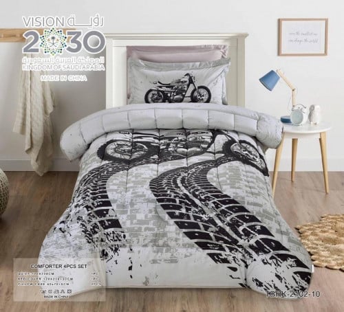 مفرش اطفال صيفي نفرونص 4 قطع حشوة ثابتة