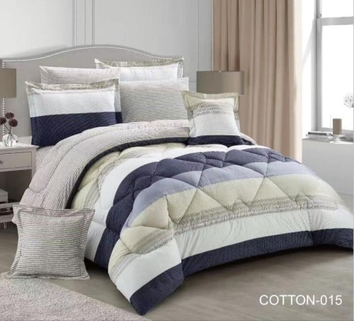 مفرش قطن صيفي كوين 4 قطع حشوة ثابتة COTTON home-06...