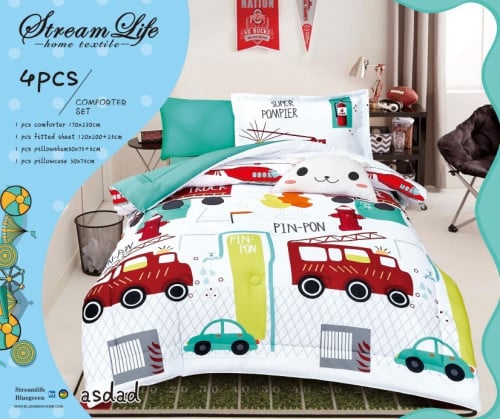 مفرش اطفال صيفي نفرونص 4 قطع حشوة ثابتة asdad