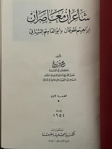 شاعران معاصران .. إبراهيم طوقان وأبو القاسم الشابي