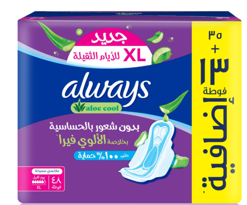 Always Aloe Cool Pads XL Maxi Thick 48 Pads
