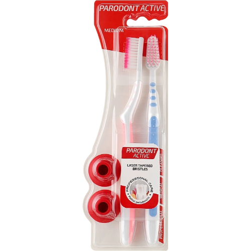 فرشاة اسنان بارودنت اكتيف شعيرات متوسطة 1+1