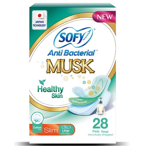 سوفي فوط صحية نسائية مقاومة للبكتريا كبيرة بالمسك...