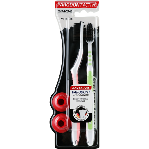 فرش اسنان بارودونت اكتيف بالفحم 1 +1 شعيرات متوسطة