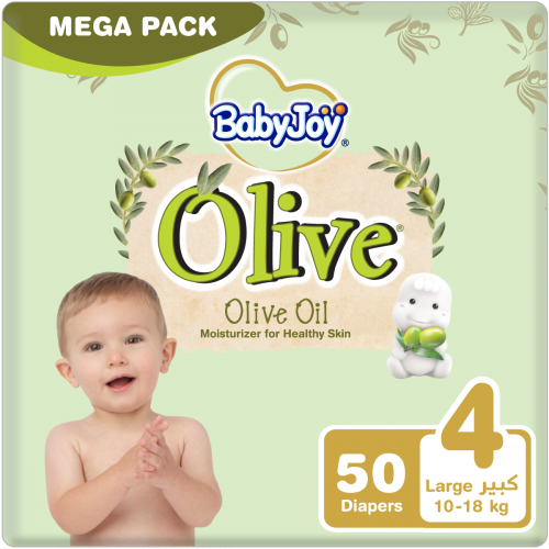 بيبي جوي بزيت الزيتون مقاس 4 عبوة ميجا 50 حفاضة