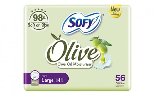 سوفي فوط صحية كبيرة بزيت زيتون - 56 حبات