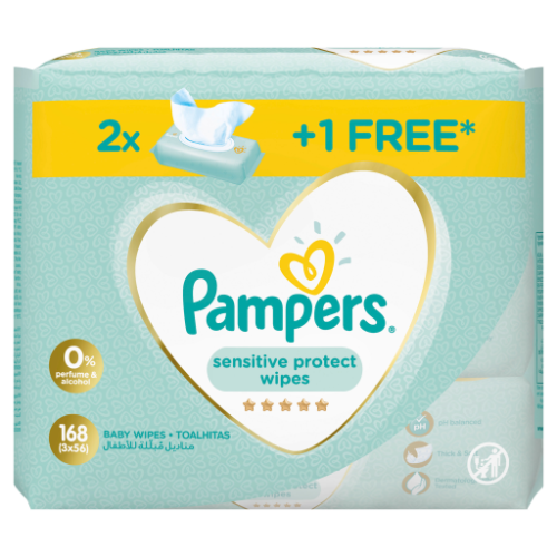 بامبرز مناديل لبشرة الأطفال الحساسة 168 منديلاً