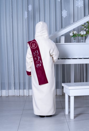 فروه دبل فيس عنابي بيج مع شال اطفال