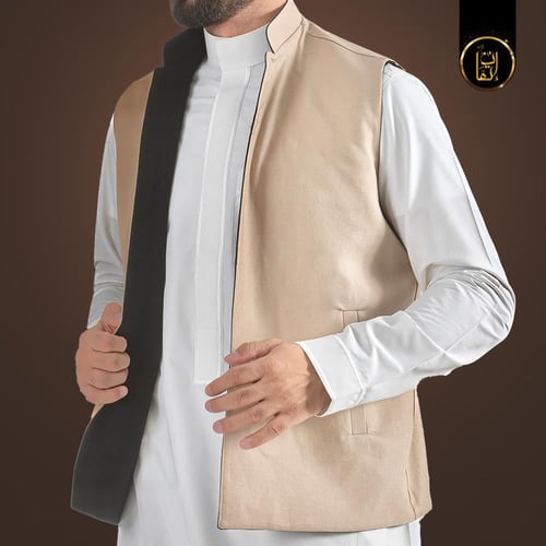 سديري جوخ لون اسود - بيج