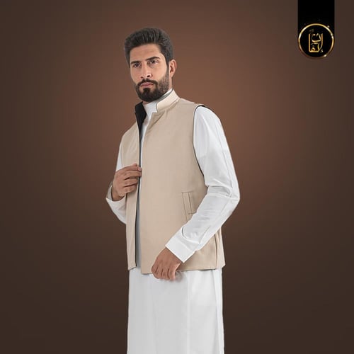 سديري جوخ لون كحلي - بيج (فاتح)