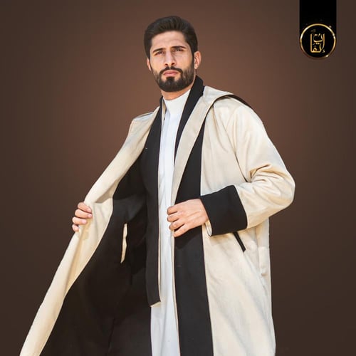 فروه شتوي وجهين دبل فيس أسود - بيج