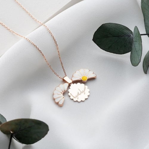 سلسال روز بالاسم مطلي ذهب