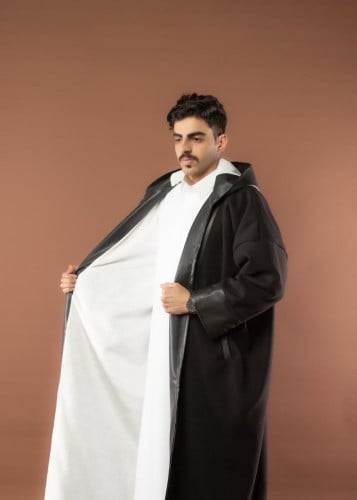 فروه شتوي وجهين دبل فيس أسود - ابيض