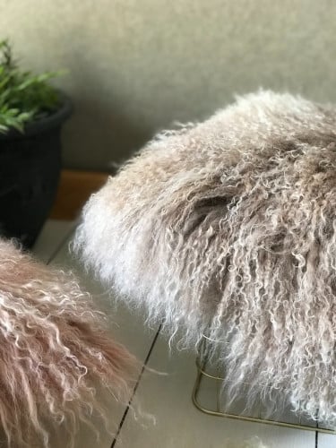 غطاء وسادة فرو طبيعي 100% موكا رمادي