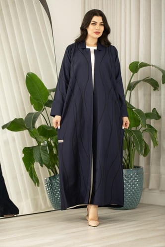 عباية تفته كحلي كلاسيك بياقة