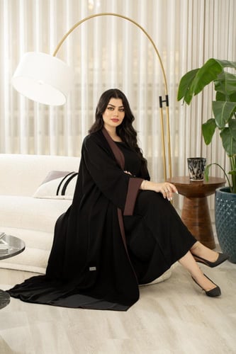 عباية دبل فيس اسود وعنابي