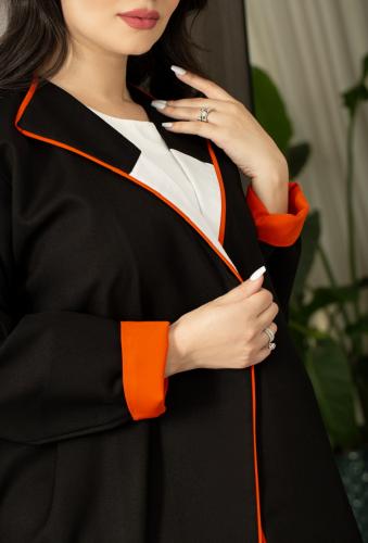 عباية سوداء بكم سفطة اورانج