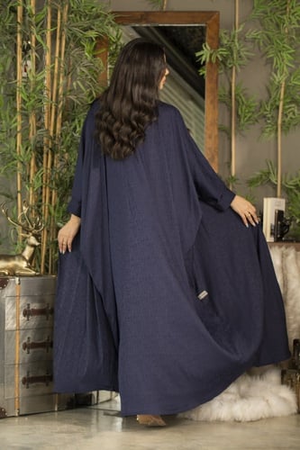 عباية كحلي حرير نص بشت